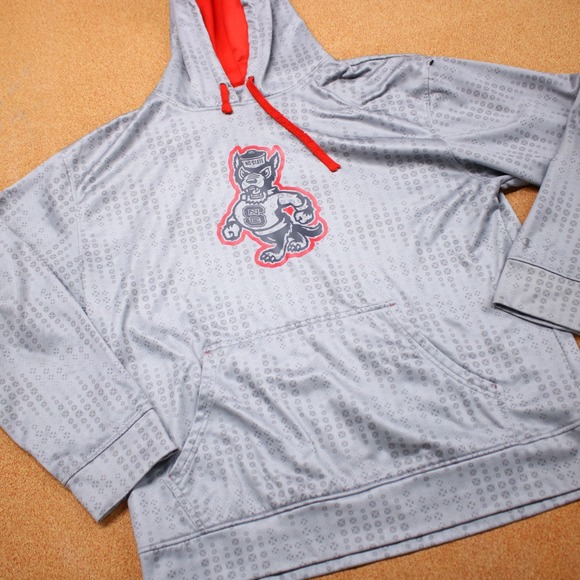NC State Wolfpack Hoodie Sweatshirt Champion Adult Large Gray Red Pullover - Picture 1 of 12